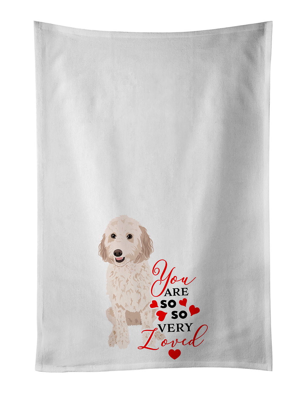 Doodle Cream #1 so Loved Kitchen Towel Set of 2 White Dish Towels Decorative Bathroom Hand towel for Hand, Face, Hair, Yoga, Tea, Dishcloth, 19 X 28", White
