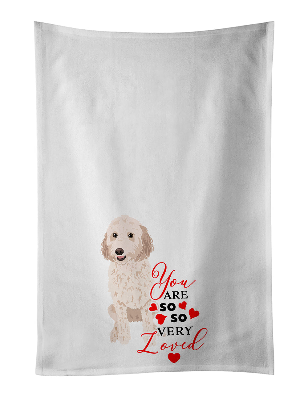 Doodle Cream #3 so Loved Kitchen Towel Set of 2 White Dish Towels Decorative Bathroom Hand towel for Hand, Face, Hair, Yoga, Tea, Dishcloth, 19 X 28", White