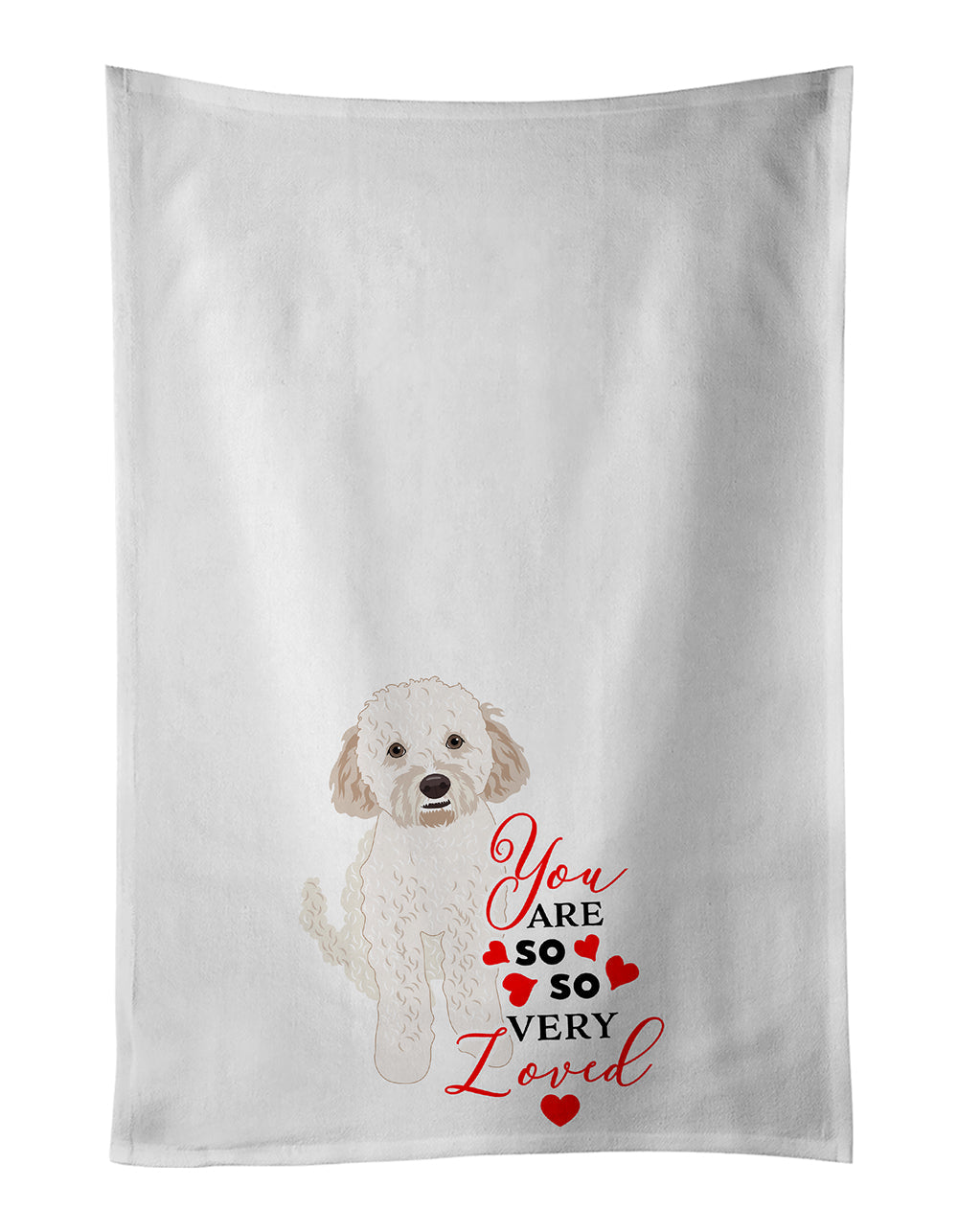 Doodle Cream #4 so Loved Kitchen Towel Set of 2 White Dish Towels Decorative Bathroom Hand towel for Hand, Face, Hair, Yoga, Tea, Dishcloth, 19 X 28", White
