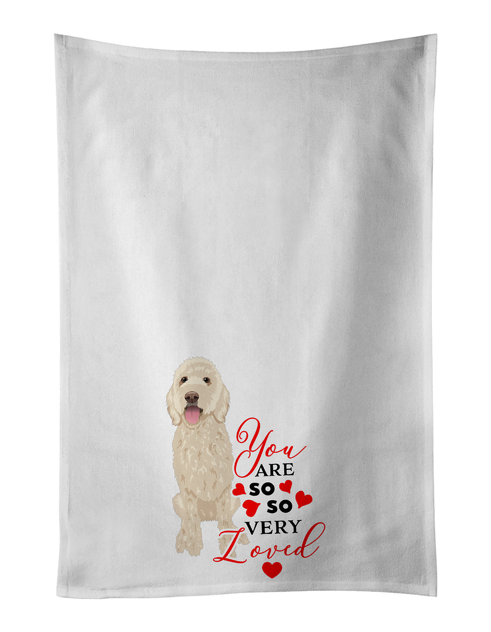 Doodle Cream #5 so Loved Kitchen Towel Set of 2 White Dish Towels Decorative Bathroom Hand towel for Hand, Face, Hair, Yoga, Tea, Dishcloth, 19 X 28", White