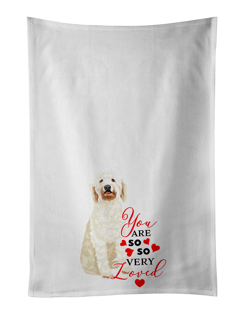 Doodle Cream #6 so Loved Kitchen Towel Set of 2 White Dish Towels Decorative Bathroom Hand towel for Hand, Face, Hair, Yoga, Tea, Dishcloth, 19 X 28", White