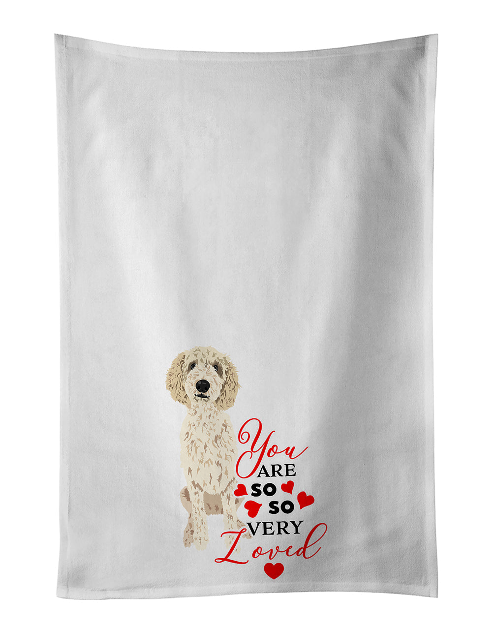 Doodle Cream #7 so Loved Kitchen Towel Set of 2 White Dish Towels Decorative Bathroom Hand towel for Hand, Face, Hair, Yoga, Tea, Dishcloth, 19 X 28", White