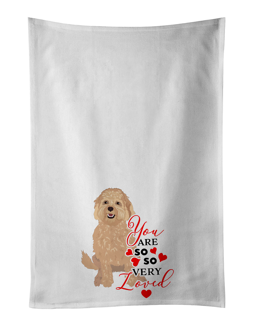 Doodle Fawn #1 so Loved Kitchen Towel Set of 2 White Dish Towels Decorative Bathroom Hand towel for Hand, Face, Hair, Yoga, Tea, Dishcloth, 19 X 28", White