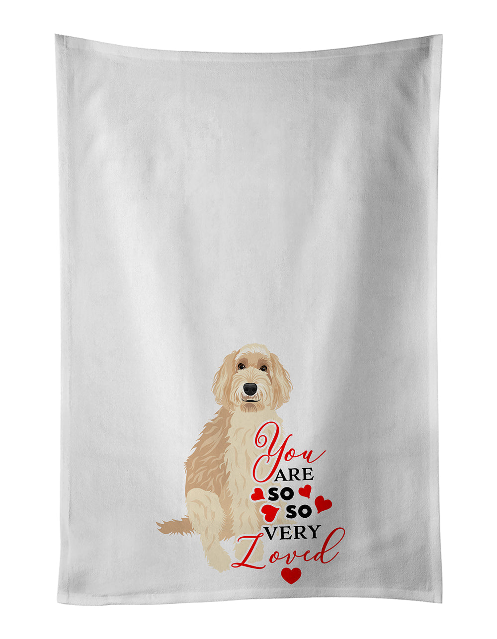 Doodle Fawn #2 so Loved Kitchen Towel Set of 2 White Dish Towels Decorative Bathroom Hand towel for Hand, Face, Hair, Yoga, Tea, Dishcloth, 19 X 28", White