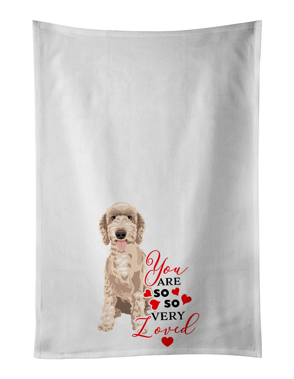 Doodle Fawn #5 so Loved Kitchen Towel Set of 2 White Dish Towels Decorative Bathroom Hand towel for Hand, Face, Hair, Yoga, Tea, Dishcloth, 19 X 28", White