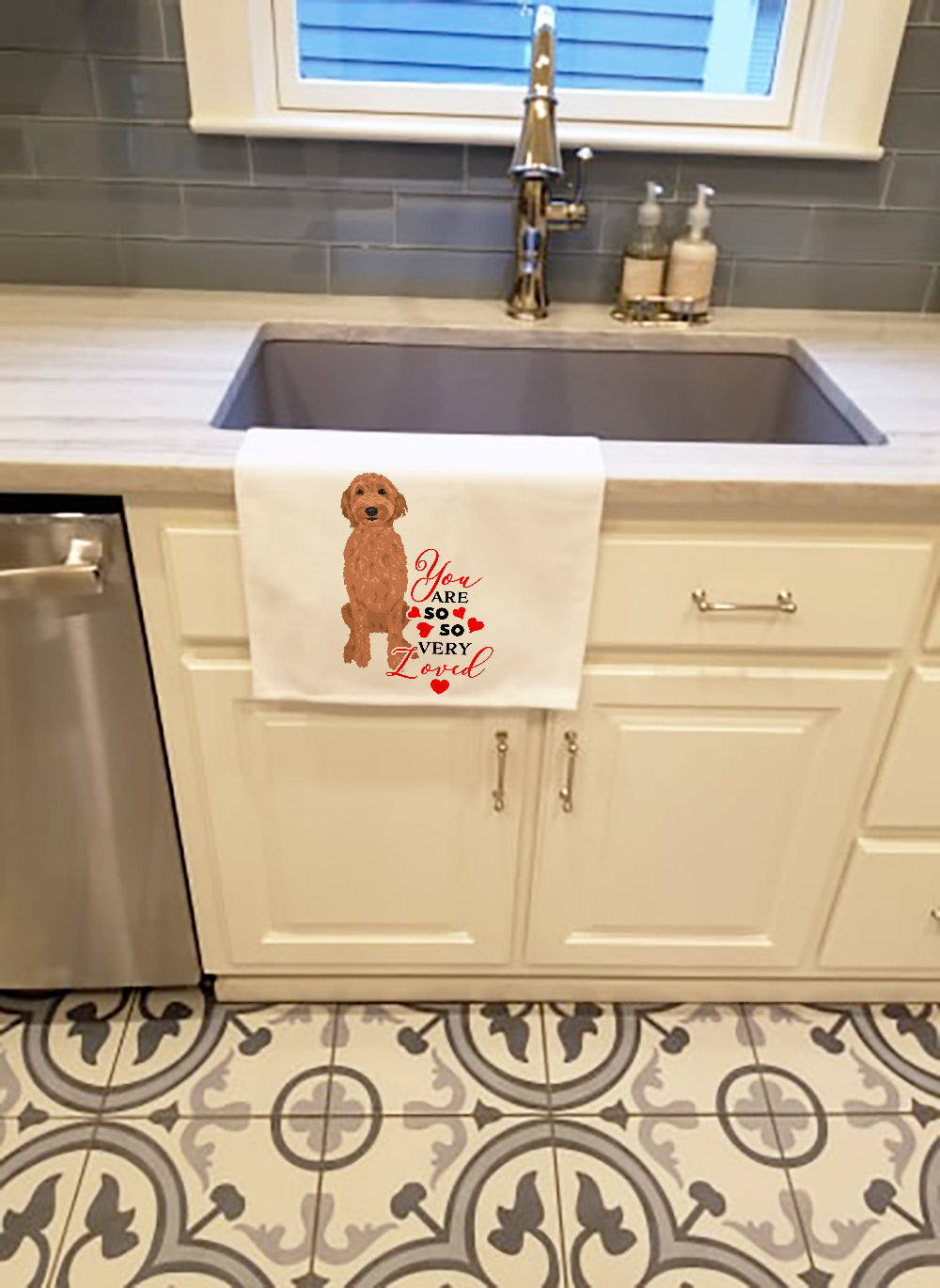 Doodle Liver #3 so Loved Kitchen Towel Set of 2 White Dish Towels Decorative Bathroom Hand towel for Hand, Face, Hair, Yoga, Tea, Dishcloth, 19 X 28", White