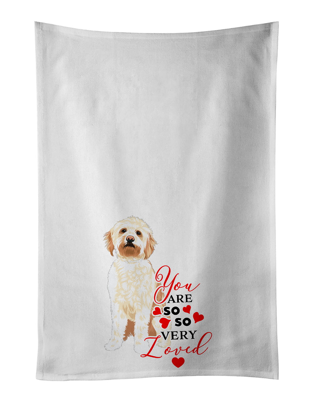 Doodle Red #2 so Loved Kitchen Towel Set of 2 White Dish Towels Decorative Bathroom Hand towel for Hand, Face, Hair, Yoga, Tea, Dishcloth, 19 X 28", White