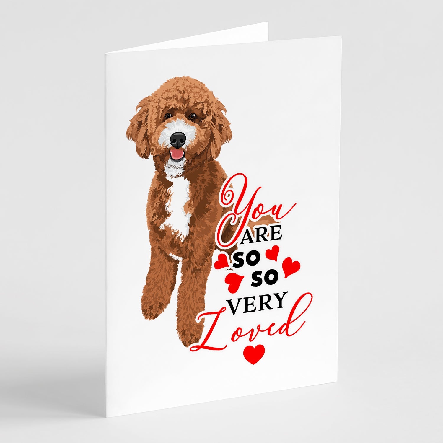 Doodle Red and White so Loved Greeting Cards Pack of 8 Blank Cards with Envelopes Whimsical A7 Size 5x7