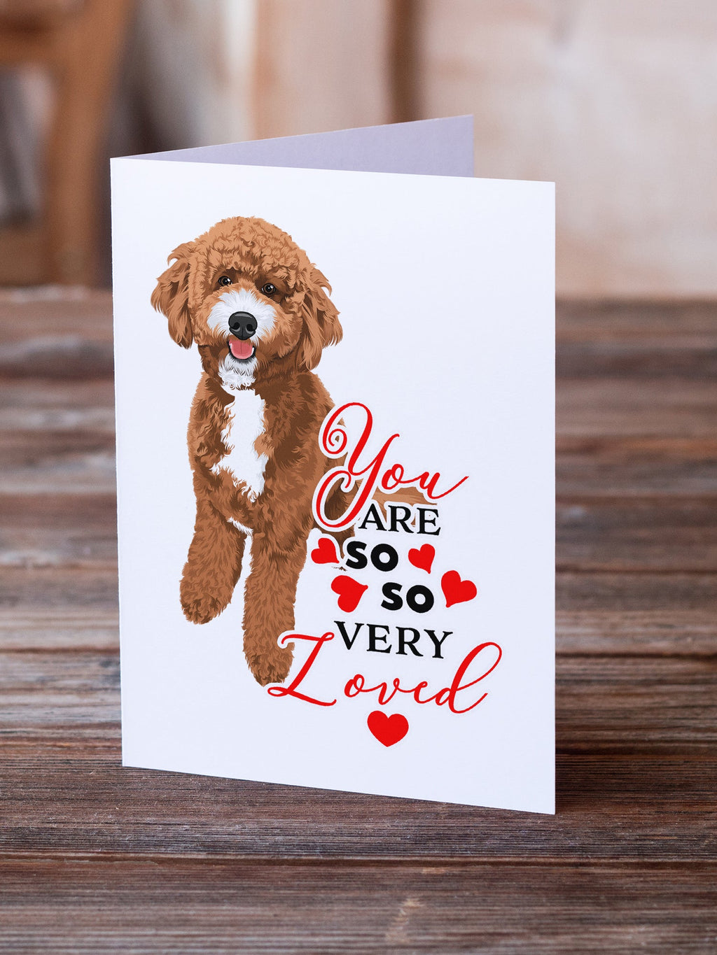 Doodle Red and White so Loved Greeting Cards Pack of 8 Blank Cards with Envelopes Whimsical A7 Size 5x7