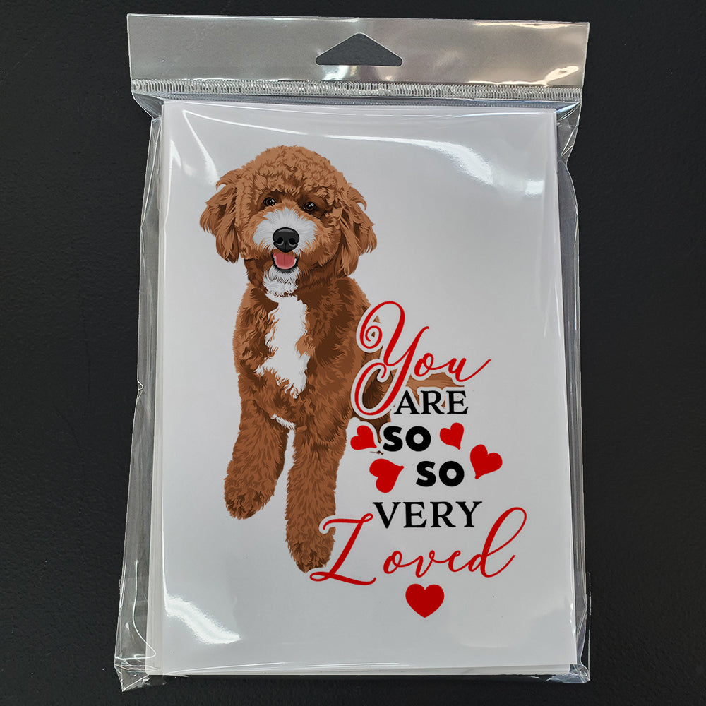 Doodle Red and White so Loved Greeting Cards Pack of 8 Blank Cards with Envelopes Whimsical A7 Size 5x7