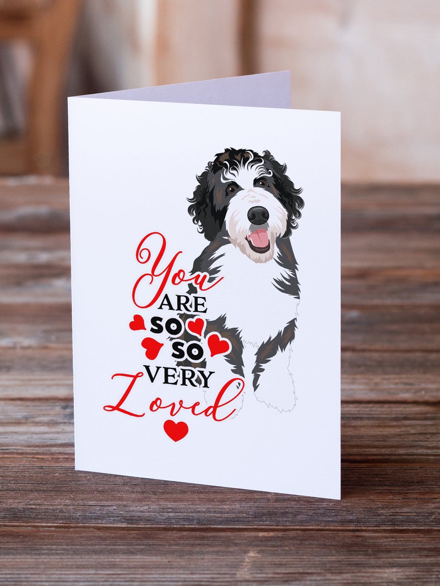 Doodle Silver and White #1 so Loved Greeting Cards Pack of 8 Blank Cards with Envelopes Whimsical A7 Size 5x7