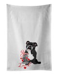 English Bulldog Black and White so Loved Kitchen Towel Set of 2 White Dish Towels Decorative Bathroom Hand towel for Hand, Face, Hair, Yoga, Tea, Dishcloth, 19 X 28", White