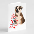 English Bulldog Chocolate Tan so Loved Greeting Cards Pack of 8 Blank Cards with Envelopes Whimsical A7 Size 5x7