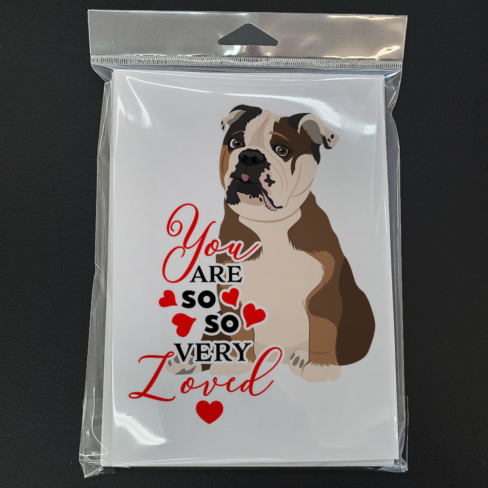 English Bulldog Chocolate Tan so Loved Greeting Cards Pack of 8 Blank Cards with Envelopes Whimsical A7 Size 5x7