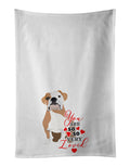 English Bulldog Fawn and White so Loved Kitchen Towel Set of 2 White Dish Towels Decorative Bathroom Hand towel for Hand, Face, Hair, Yoga, Tea, Dishcloth, 19 X 28", White
