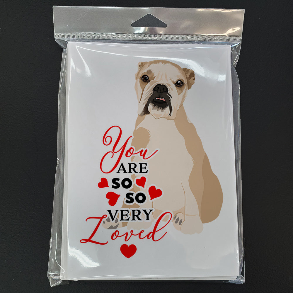 English Bulldog Fawn Puppy so Loved Greeting Cards Pack of 8 Blank Cards with Envelopes Whimsical A7 Size 5x7