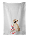 English Bulldog Fawn Puppy so Loved Kitchen Towel Set of 2 White Dish Towels Decorative Bathroom Hand towel for Hand, Face, Hair, Yoga, Tea, Dishcloth, 19 X 28", White