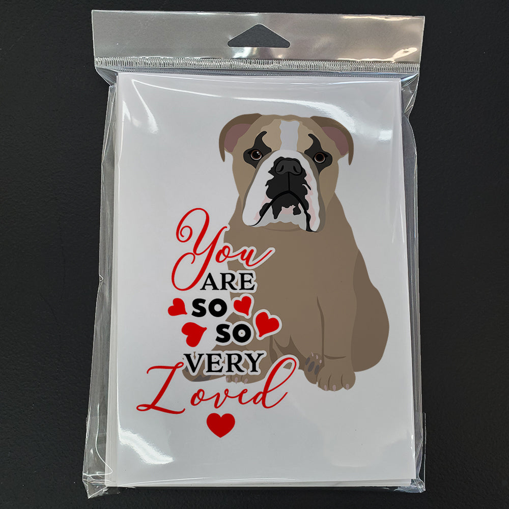 English Bulldog Lilac Tricolor so Loved Greeting Cards Pack of 8 Blank Cards with Envelopes Whimsical A7 Size 5x7