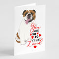 English Bulldog Tricolor #1 so Loved Greeting Cards Pack of 8 Blank Cards with Envelopes Whimsical A7 Size 5x7
