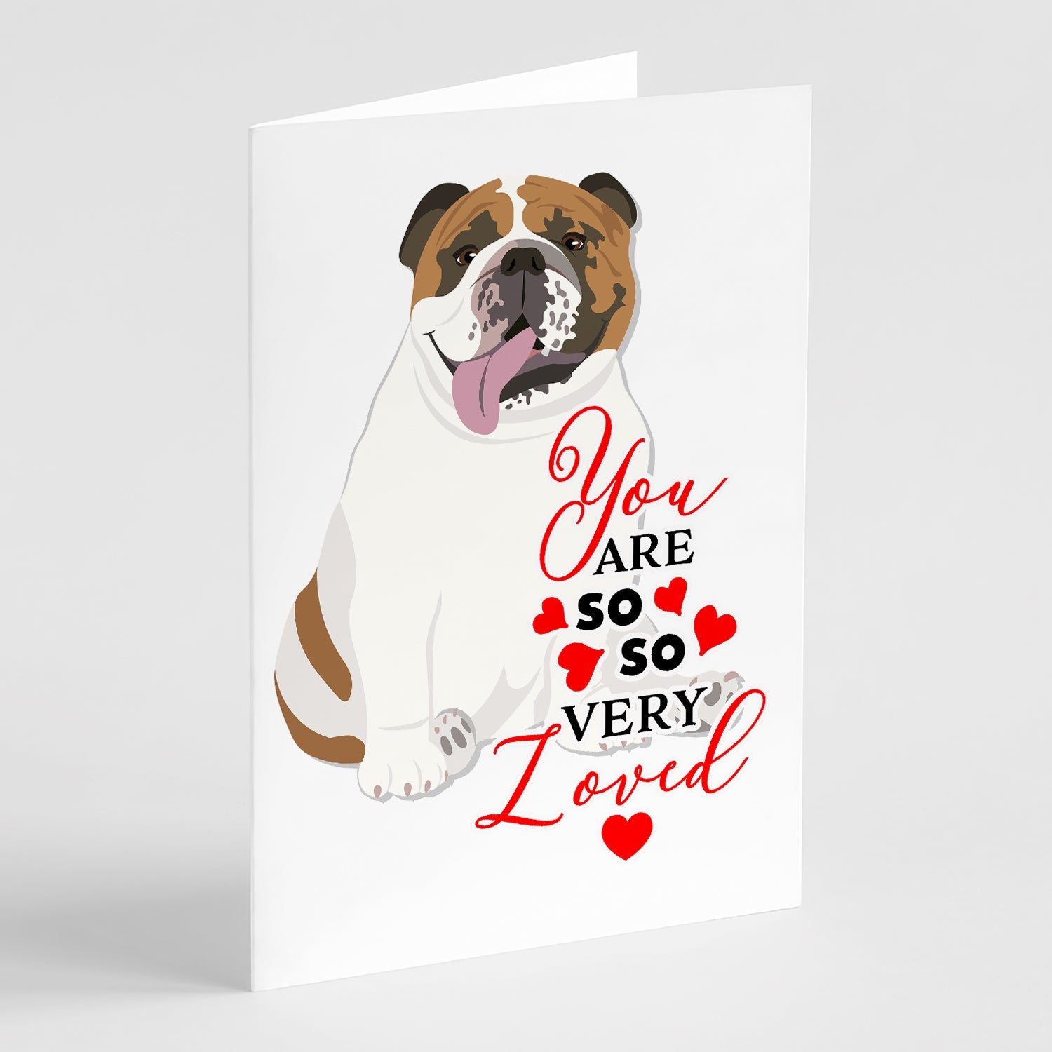 English Bulldog Tricolor #1 so Loved Greeting Cards Pack of 8 Blank Cards with Envelopes Whimsical A7 Size 5x7