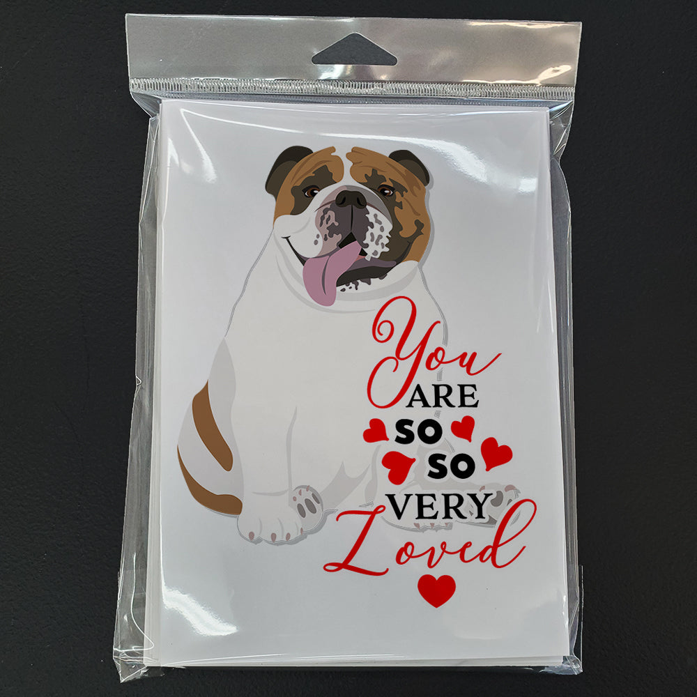 English Bulldog Tricolor #1 so Loved Greeting Cards Pack of 8 Blank Cards with Envelopes Whimsical A7 Size 5x7