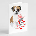 English Bulldog Tricolor #2 so Loved Greeting Cards Pack of 8 Blank Cards with Envelopes Whimsical A7 Size 5x7