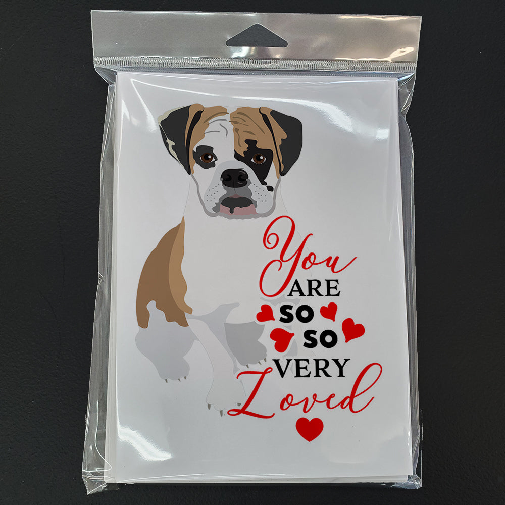 English Bulldog Tricolor #2 so Loved Greeting Cards Pack of 8 Blank Cards with Envelopes Whimsical A7 Size 5x7