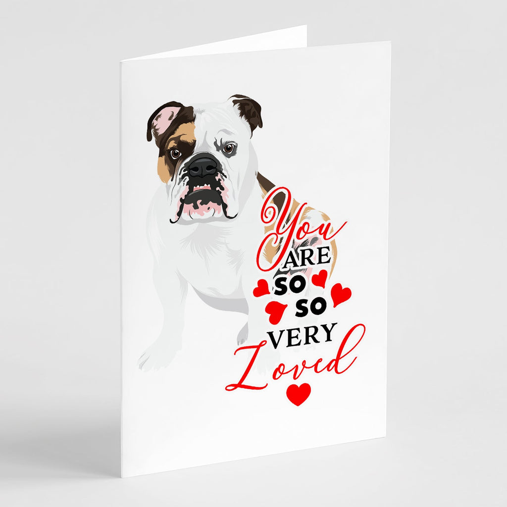 English Bulldog Tricolor #3 so Loved Greeting Cards Pack of 8 Blank Cards with Envelopes Whimsical A7 Size 5x7