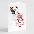 English Bulldog Tricolor #3 so Loved Greeting Cards Pack of 8 Blank Cards with Envelopes Whimsical A7 Size 5x7