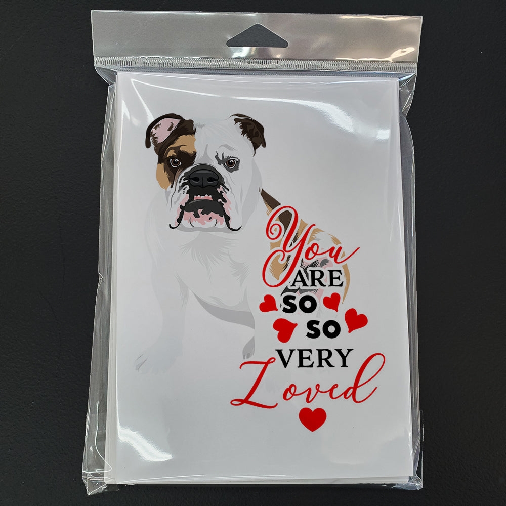 English Bulldog Tricolor #3 so Loved Greeting Cards Pack of 8 Blank Cards with Envelopes Whimsical A7 Size 5x7