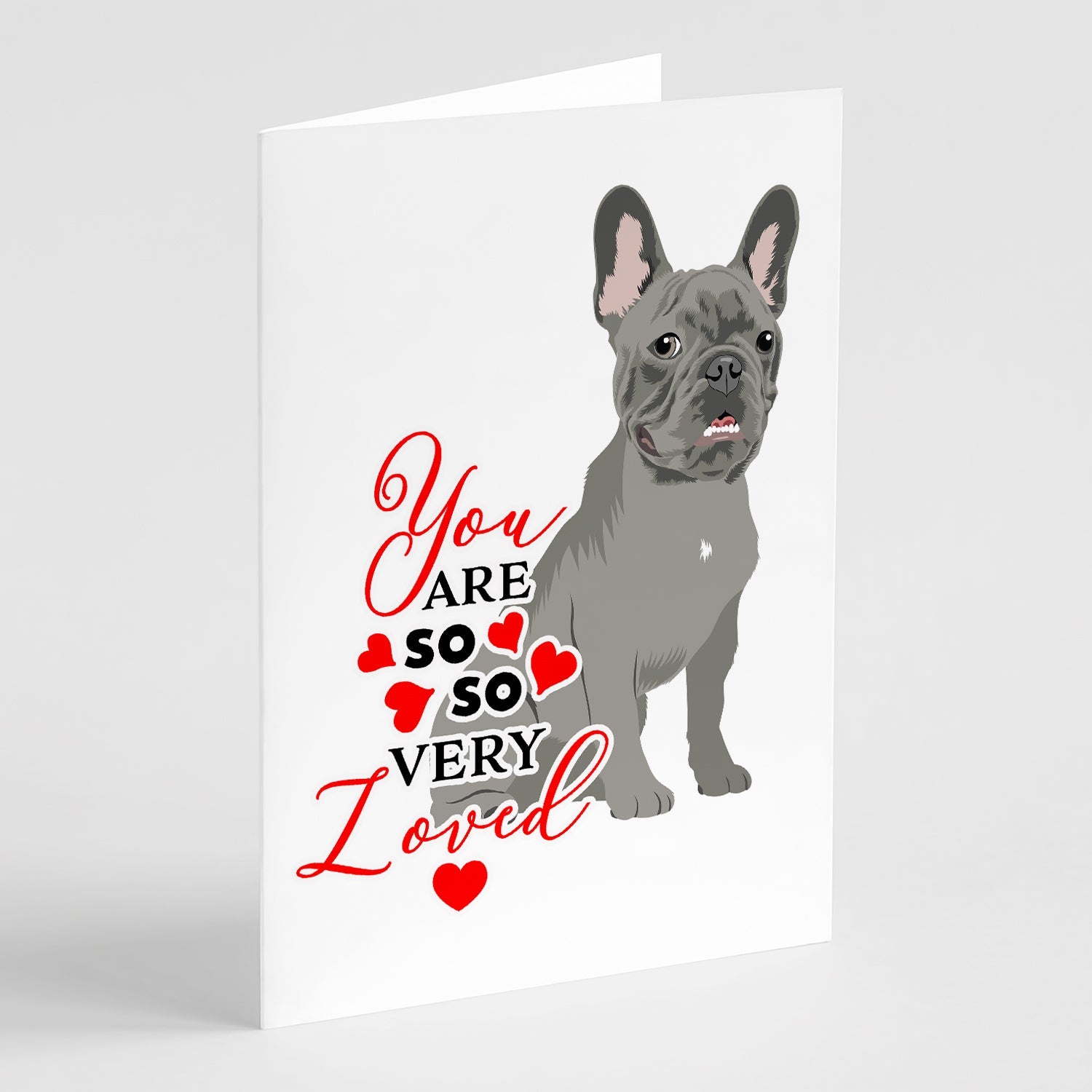French Bulldog Blue so Loved Greeting Cards Pack of 8 Blank Cards with Envelopes Whimsical A7 Size 5x7