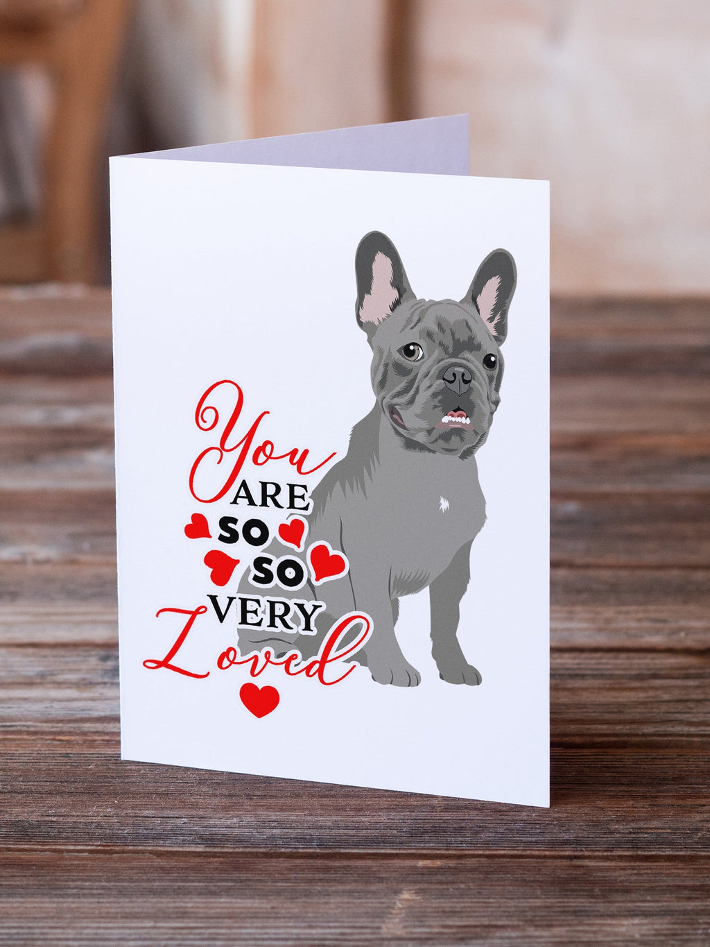 French Bulldog Blue so Loved Greeting Cards Pack of 8 Blank Cards with Envelopes Whimsical A7 Size 5x7