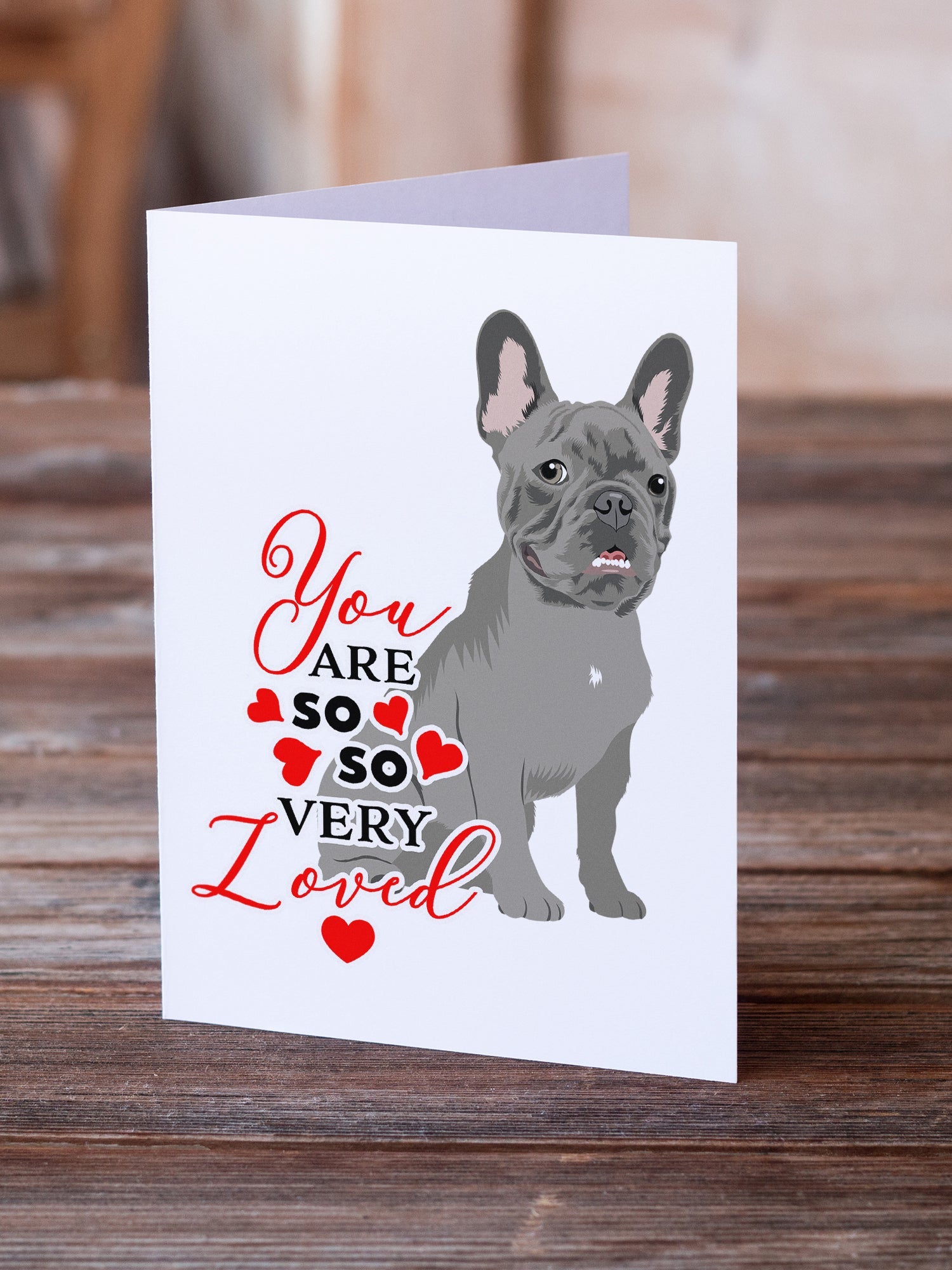 French Bulldog Blue so Loved Greeting Cards Pack of 8 Blank Cards with Envelopes Whimsical A7 Size 5x7