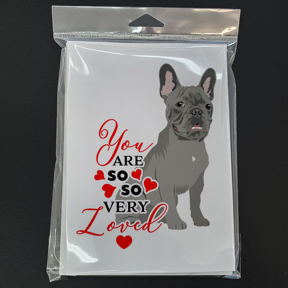 French Bulldog Blue so Loved Greeting Cards Pack of 8 Blank Cards with Envelopes Whimsical A7 Size 5x7