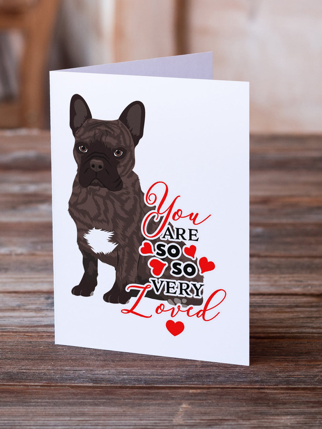 French Bulldog Brindle #1 so Loved Greeting Cards Pack of 8 Blank Cards with Envelopes Whimsical A7 Size 5x7