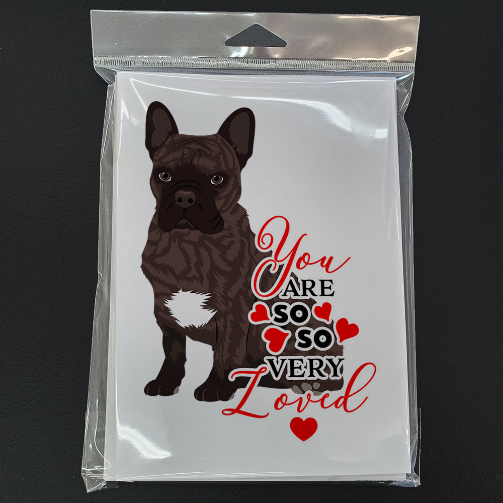 French Bulldog Brindle #1 so Loved Greeting Cards Pack of 8 Blank Cards with Envelopes Whimsical A7 Size 5x7