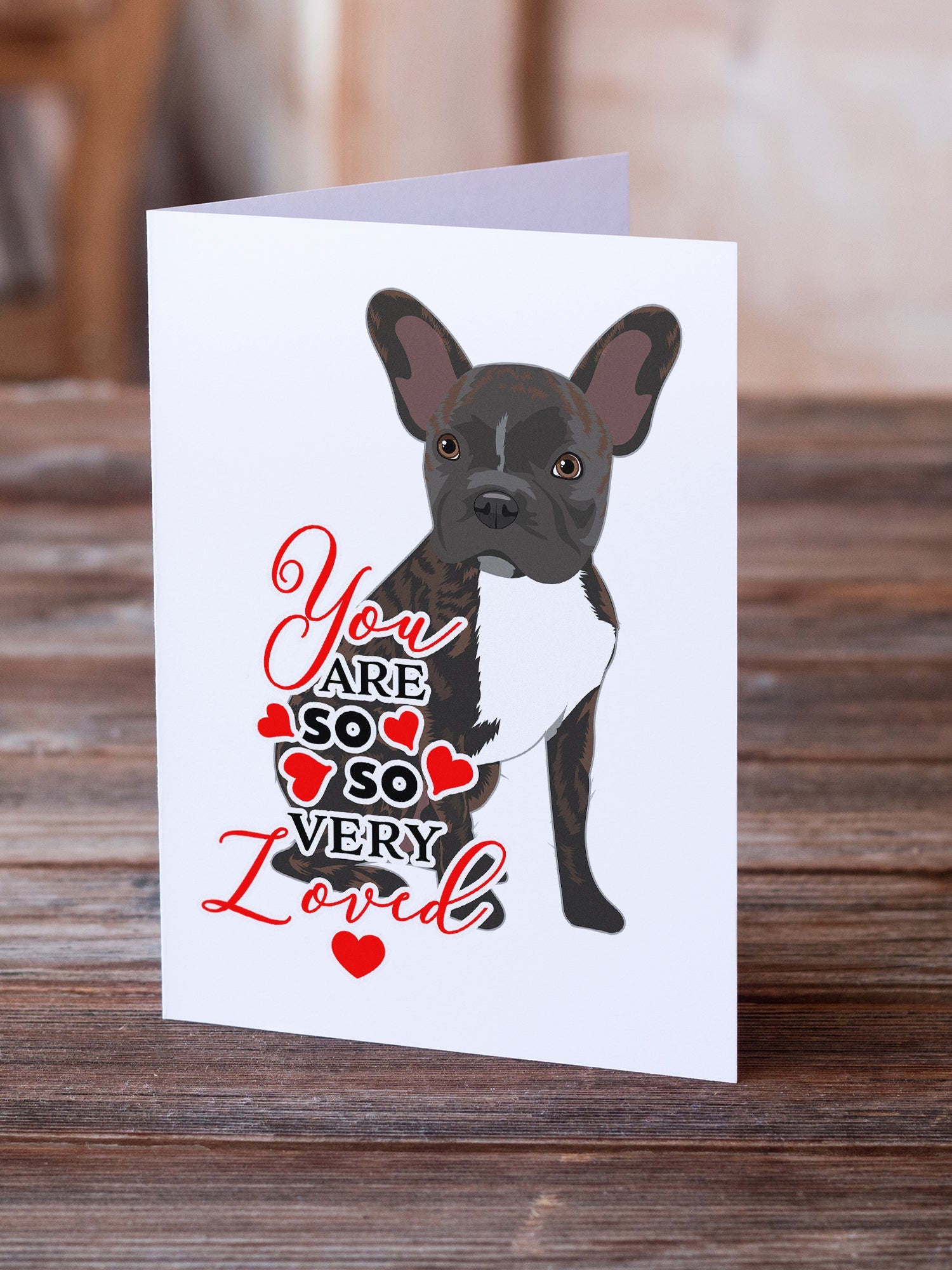 French Bulldog Brindle #2 so Loved Greeting Cards Pack of 8 Blank Cards with Envelopes Whimsical A7 Size 5x7