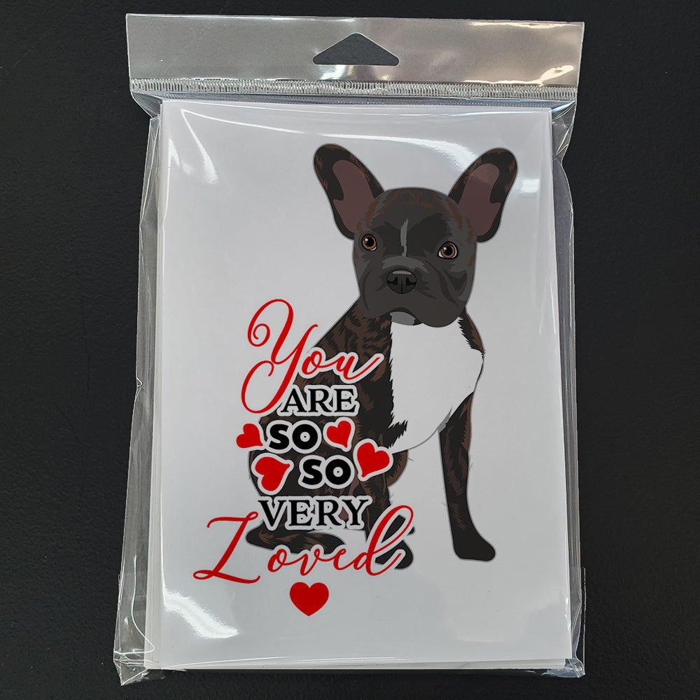 French Bulldog Brindle #2 so Loved Greeting Cards Pack of 8 Blank Cards with Envelopes Whimsical A7 Size 5x7