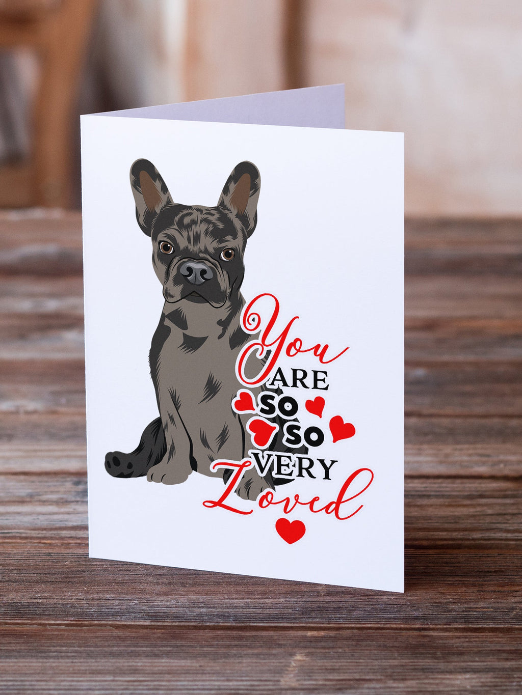 French Bulldog Chocolate so Loved Greeting Cards Pack of 8 Blank Cards with Envelopes Whimsical A7 Size 5x7