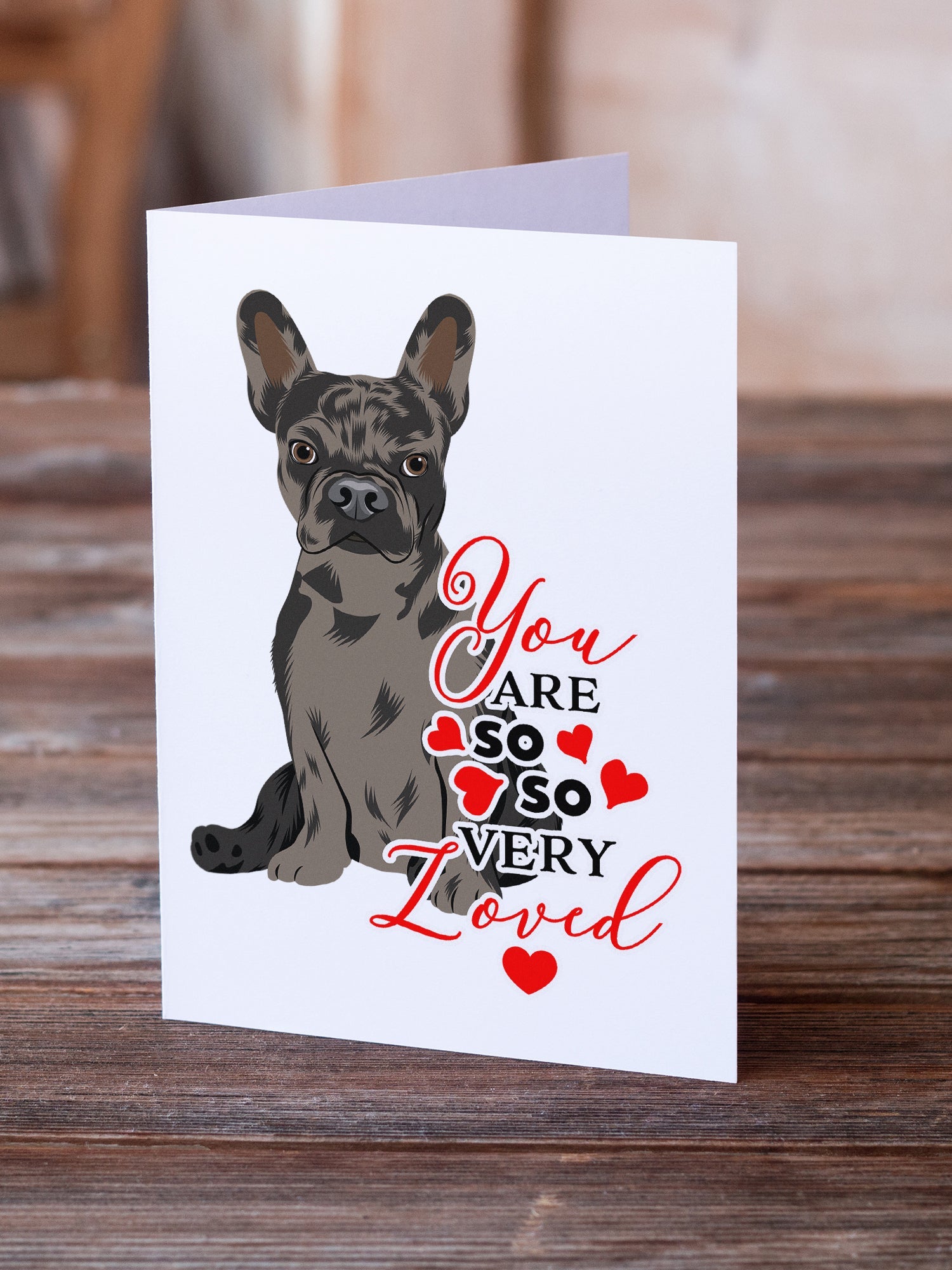 French Bulldog Chocolate so Loved Greeting Cards Pack of 8 Blank Cards with Envelopes Whimsical A7 Size 5x7