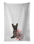 French Bulldog Chocolate so Loved Kitchen Towel Set of 2 White Dish Towels Decorative Bathroom Hand towel for Hand, Face, Hair, Yoga, Tea, Dishcloth, 19 X 28", White