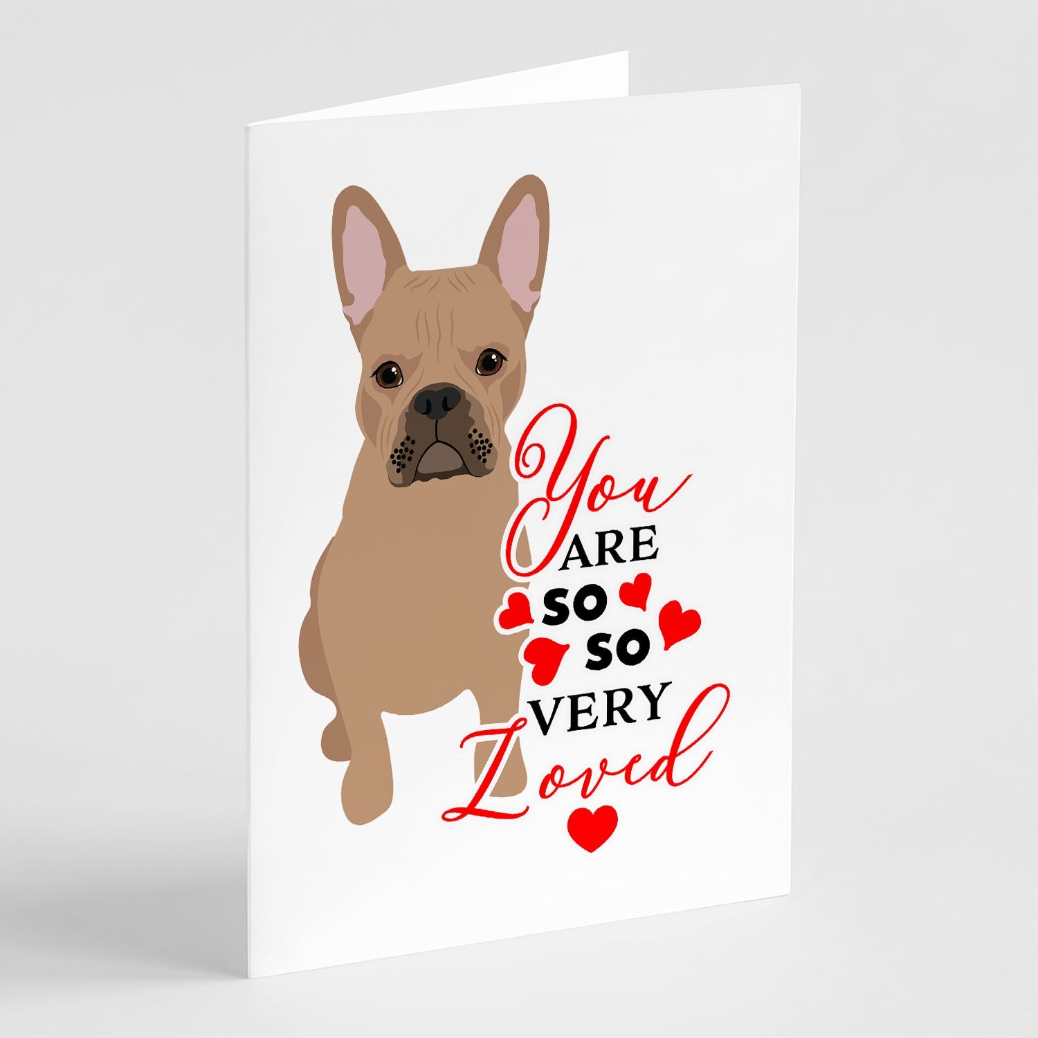 French Bulldog Cream so Loved Greeting Cards Pack of 8 Blank Cards with Envelopes Whimsical A7 Size 5x7