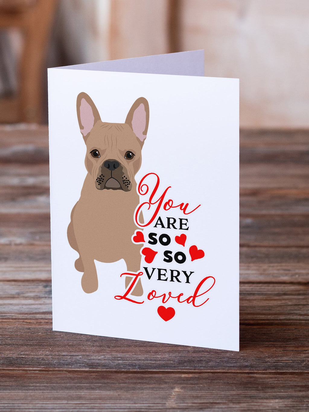 French Bulldog Cream so Loved Greeting Cards Pack of 8 Blank Cards with Envelopes Whimsical A7 Size 5x7
