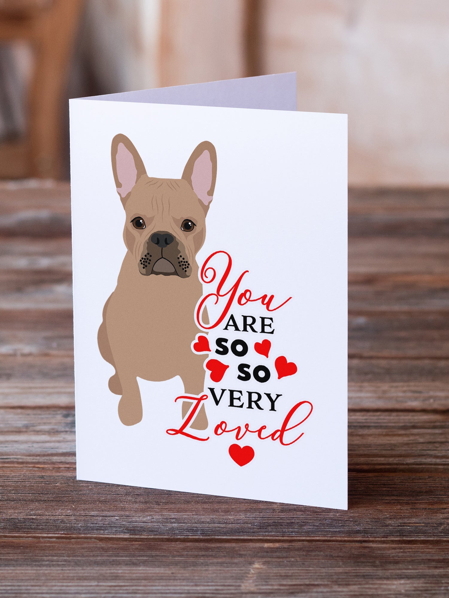 French Bulldog Cream so Loved Greeting Cards Pack of 8 Blank Cards with Envelopes Whimsical A7 Size 5x7