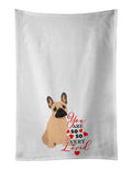French Bulldog Fawn #1 so Loved Kitchen Towel Set of 2 White Dish Towels Decorative Bathroom Hand towel for Hand, Face, Hair, Yoga, Tea, Dishcloth, 19 X 28", White