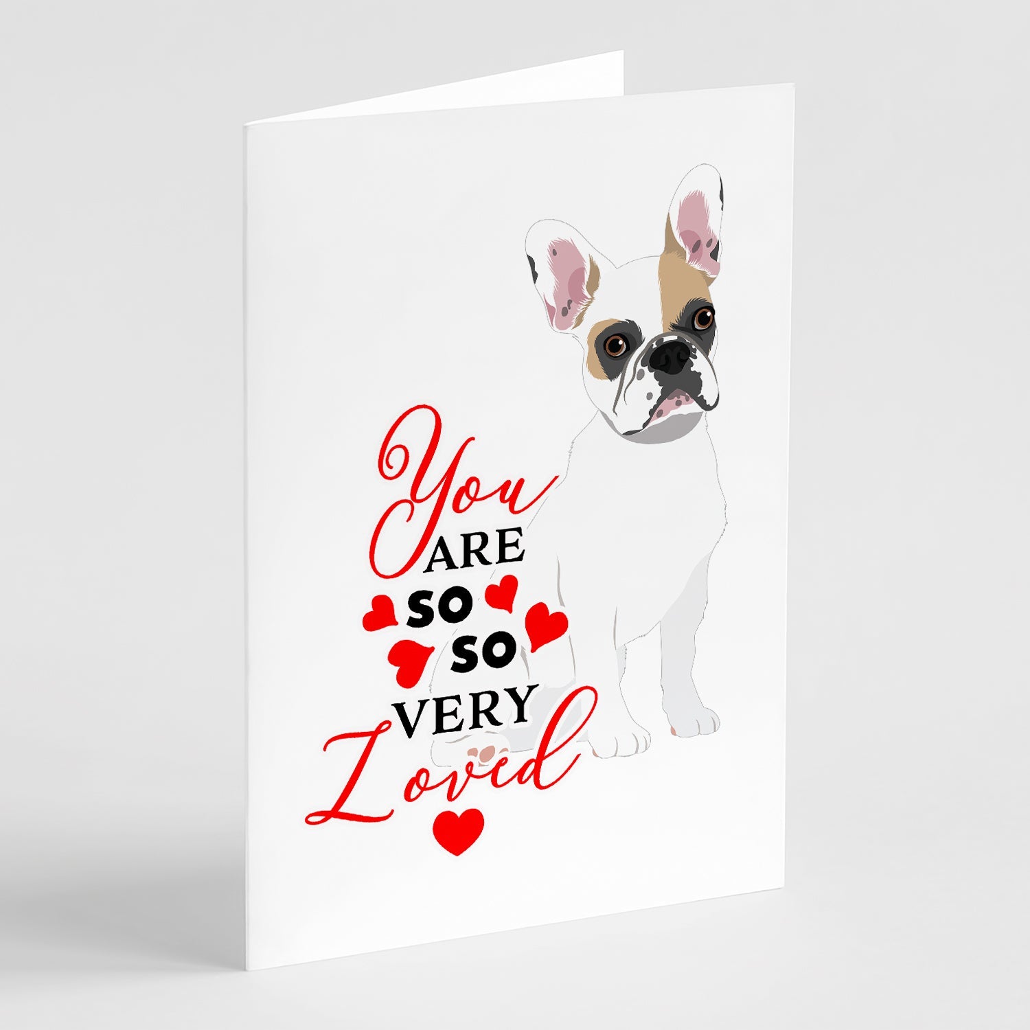 French Bulldog White #1 so Loved Greeting Cards Pack of 8 Blank Cards with Envelopes Whimsical A7 Size 5x7