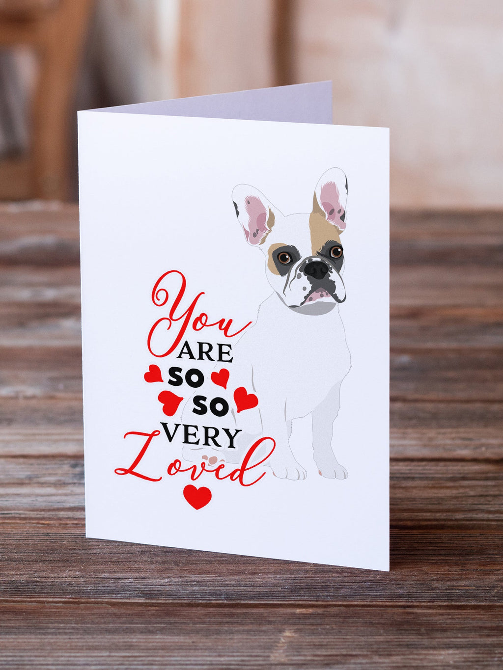French Bulldog White #1 so Loved Greeting Cards Pack of 8 Blank Cards with Envelopes Whimsical A7 Size 5x7
