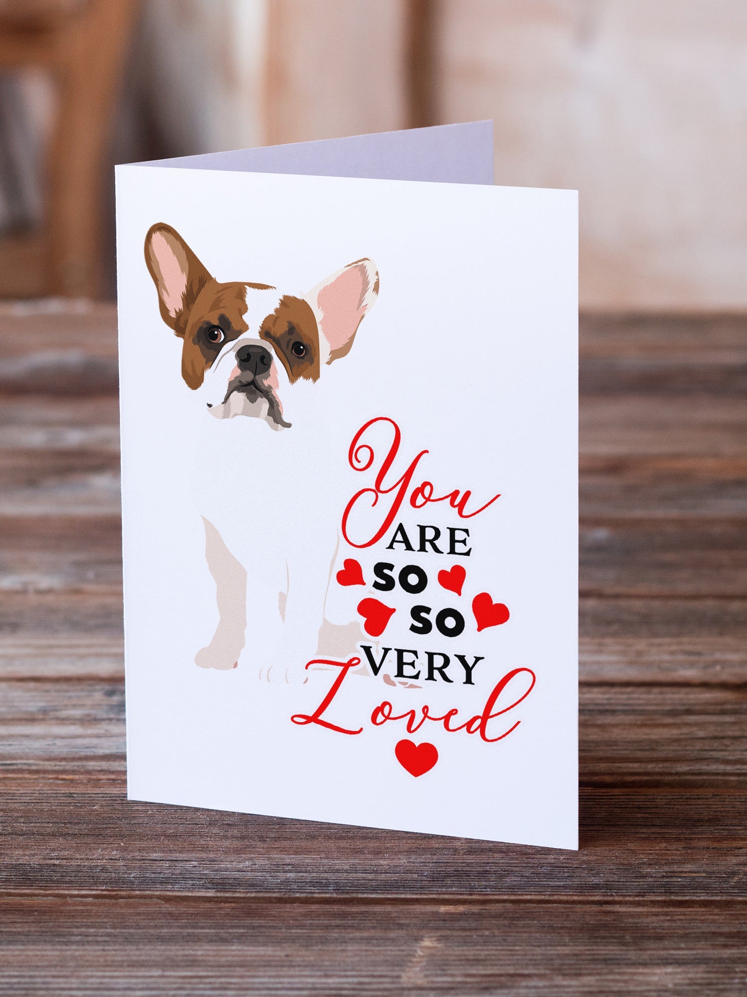 French Bulldog White #2 so Loved Greeting Cards Pack of 8 Blank Cards with Envelopes Whimsical A7 Size 5x7