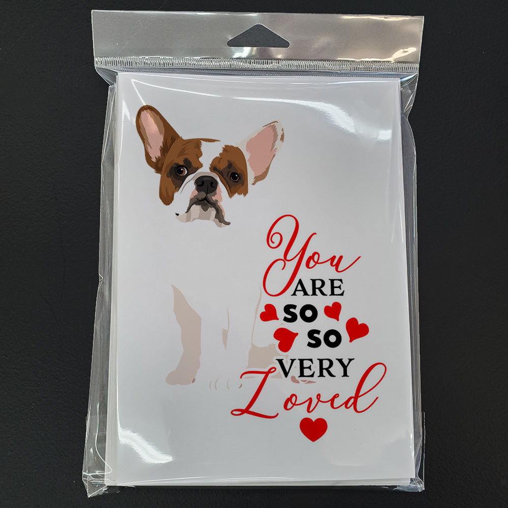 French Bulldog White #2 so Loved Greeting Cards Pack of 8 Blank Cards with Envelopes Whimsical A7 Size 5x7