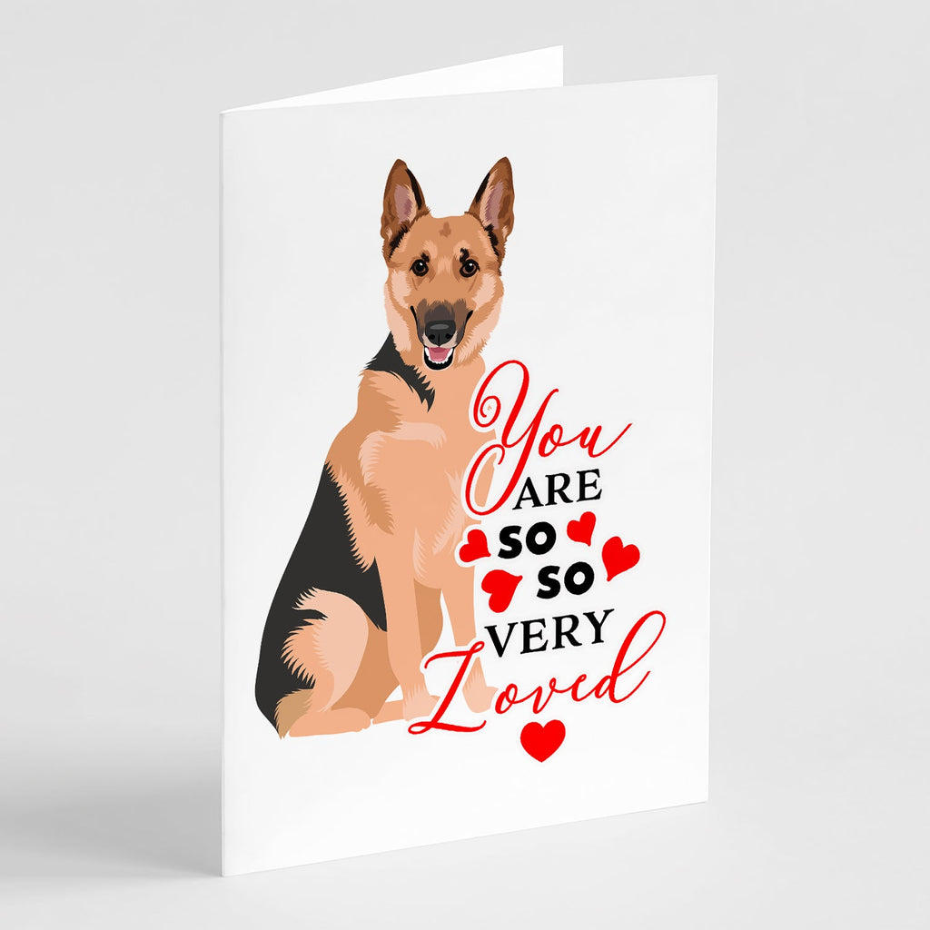 German Shepherd Black and Tan #1 so Loved Greeting Cards Pack of 8 Blank Cards with Envelopes Whimsical A7 Size 5x7
